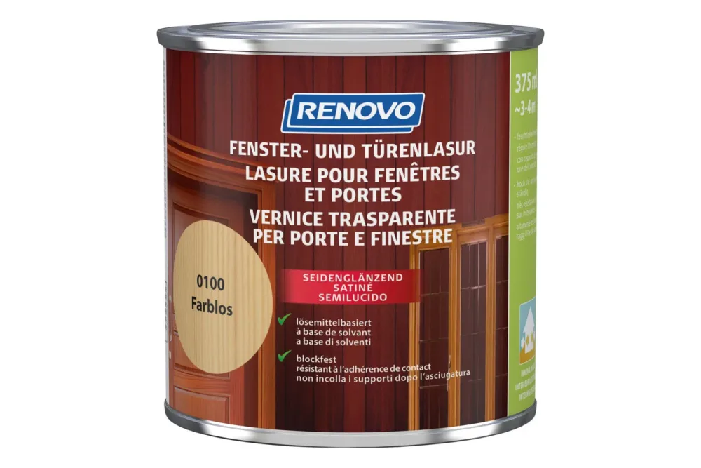 Renovo Fenster- und Türenlasur | Farblos | 0.375 l | Seidenglanz