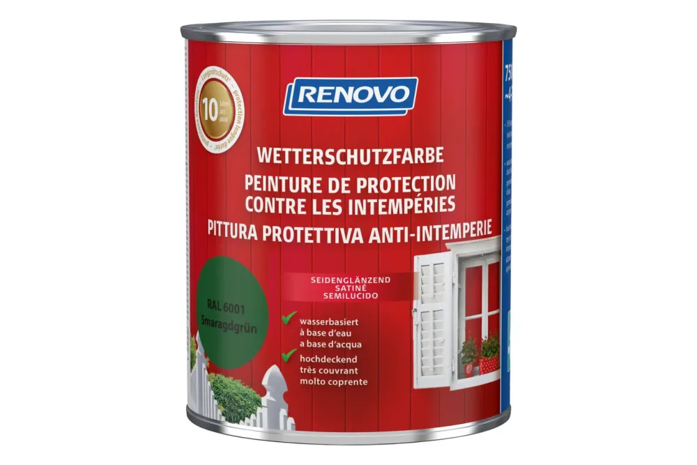 Renovo Wetterschutzfarbe | Smaragdgrün | 0.75 l | Seidenglanz
