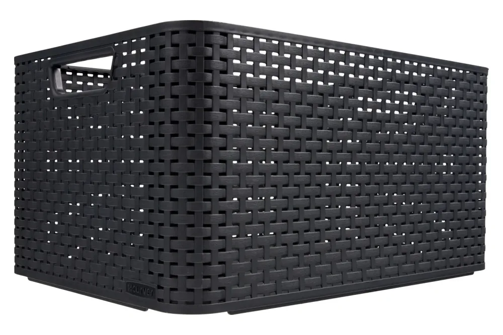 Curver Rattan Box Anthrazit | 23 × 32.6 × 43.6 cm | 30 l