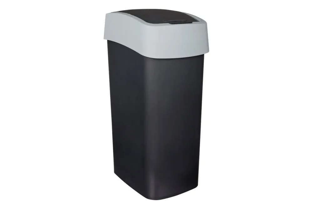 Curver Abfalleimer Flip BIN Schwarz-Grau | 65.3 × 29.4 × 37.6 | 50 l