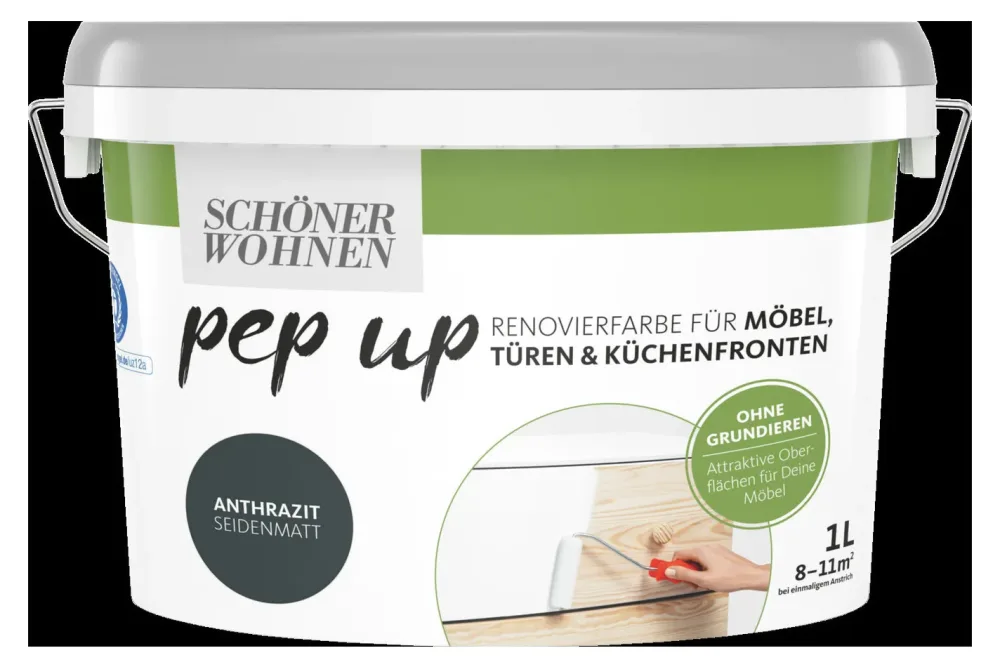 Schöner Wohnen Pep Up Renovierfarbe Grau | 1 l | 10 m²