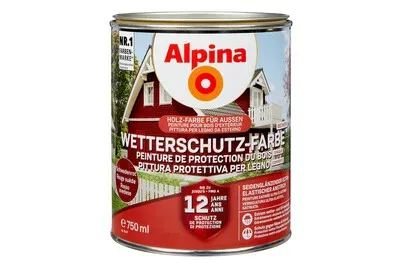 Alpina Wetterschutz-Farbe Deckend Rot | 750 ml
