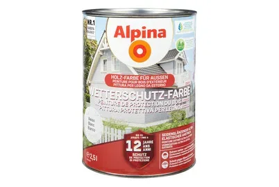 Alpina Wetterschutz-Farbe Deckend Weiss | 2.5 l | 21 m²