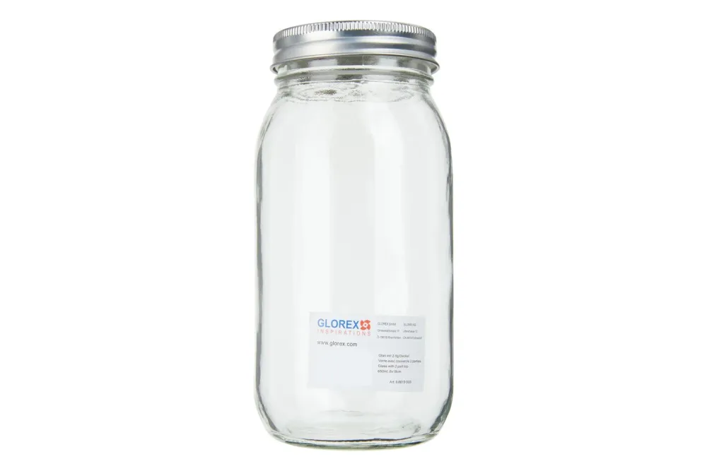 Glorex Glas mit 2-tlg. Deckel | 17.5 × 8.5 × 7 cm | 650 ml