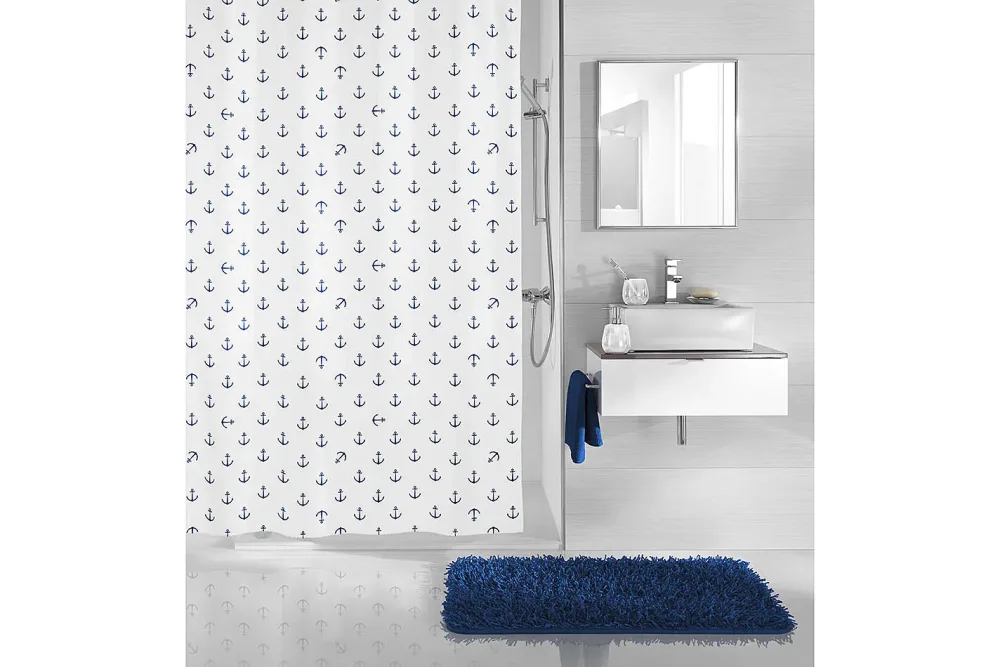 Kleine Wolke Duschvorhang Anchor Blau | 180 × 200 cm