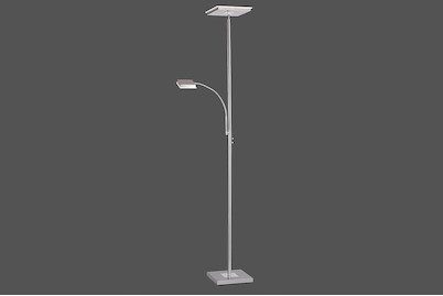 LeuchtenDirekt Hans 11710-55 LED-Deckenfluter mit Leselampe 26 W Warm-Weiß EEK: LED (A++ - E) Stahl
