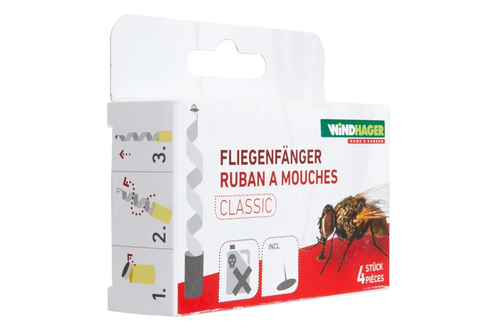 Windhager Naturleim-Fliegenfänger | 5 × 2 cm | 1 Pack à 4 Stück