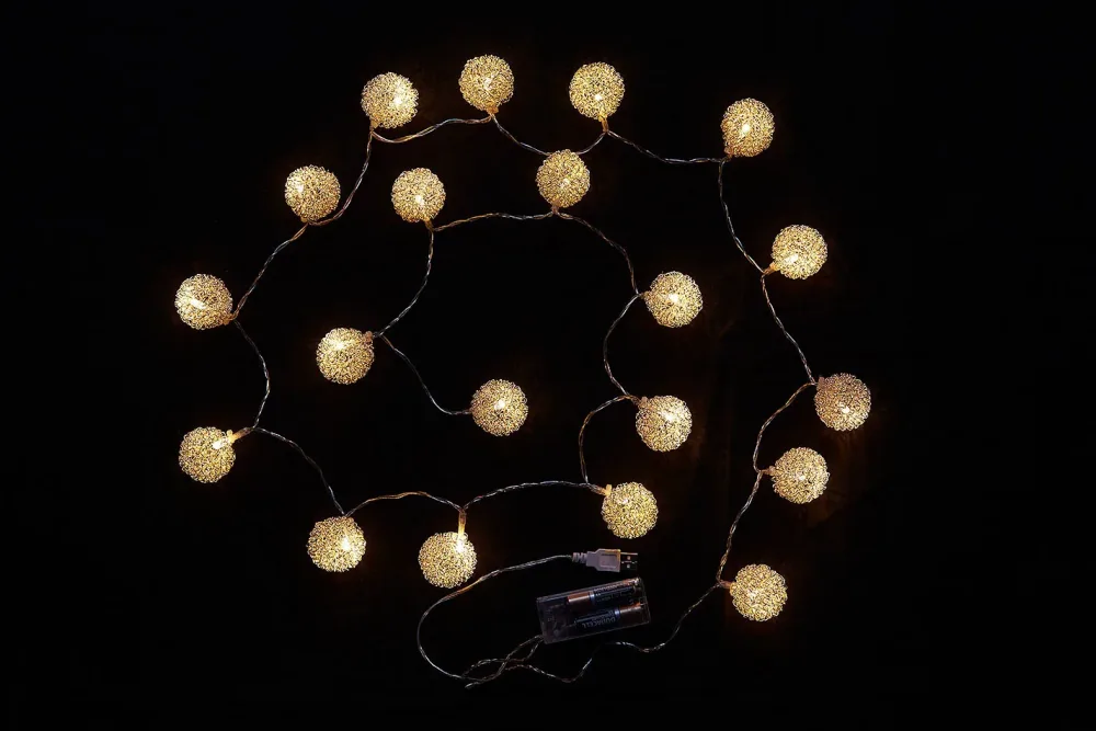 Drahtkugelkette silber 20 LED