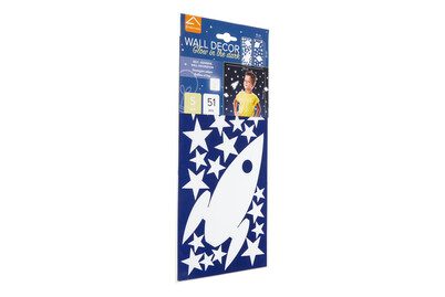 Crearreda Sticker Sterne und Rackete | 31 × 15 cm