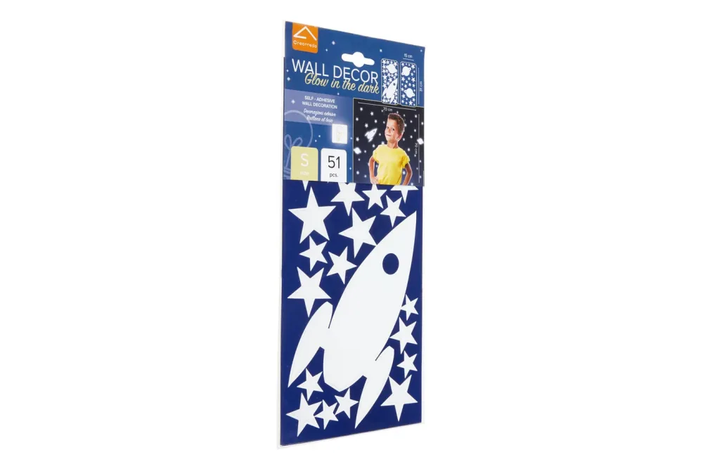 Crearreda Sticker Sterne und Rackete | 31 × 15 cm