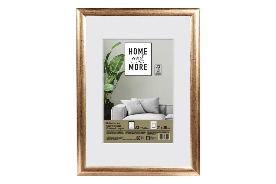 Holzrahmen L3 29.7x42 A3 gold
