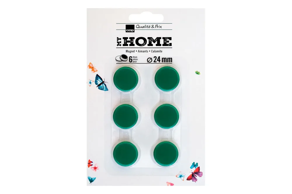 My Home Magnet-Set Grün | 24 mm | 6 Stück