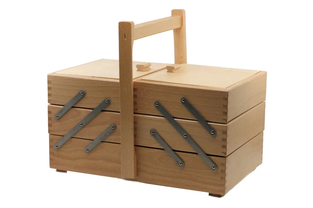 Ricami Nähkorb Holz Natur | 34 × 19 × 18 cm