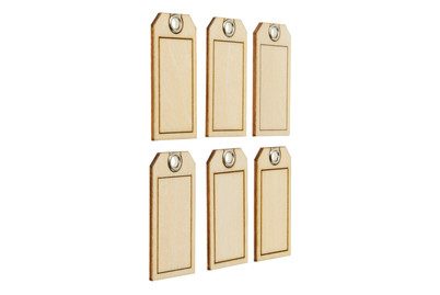 Glorex Holzetiketten mit Loch | 2.2 × 4.3 cm | 6 Stück