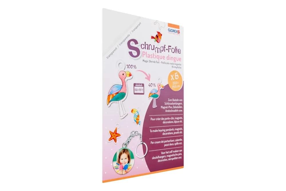Glorex Schrumpffolie A4 Transparent | 5 Bogen