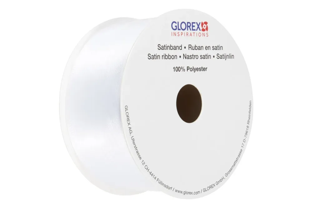 Glorex Satinband Weiss | 40 mm × 5 m
