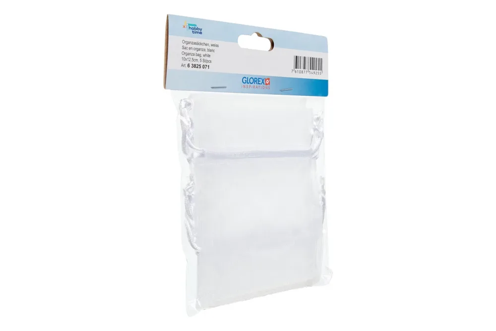 Glorex Organzasäckchen Weiss | 10 × 12.5 cm | 5 Stück
