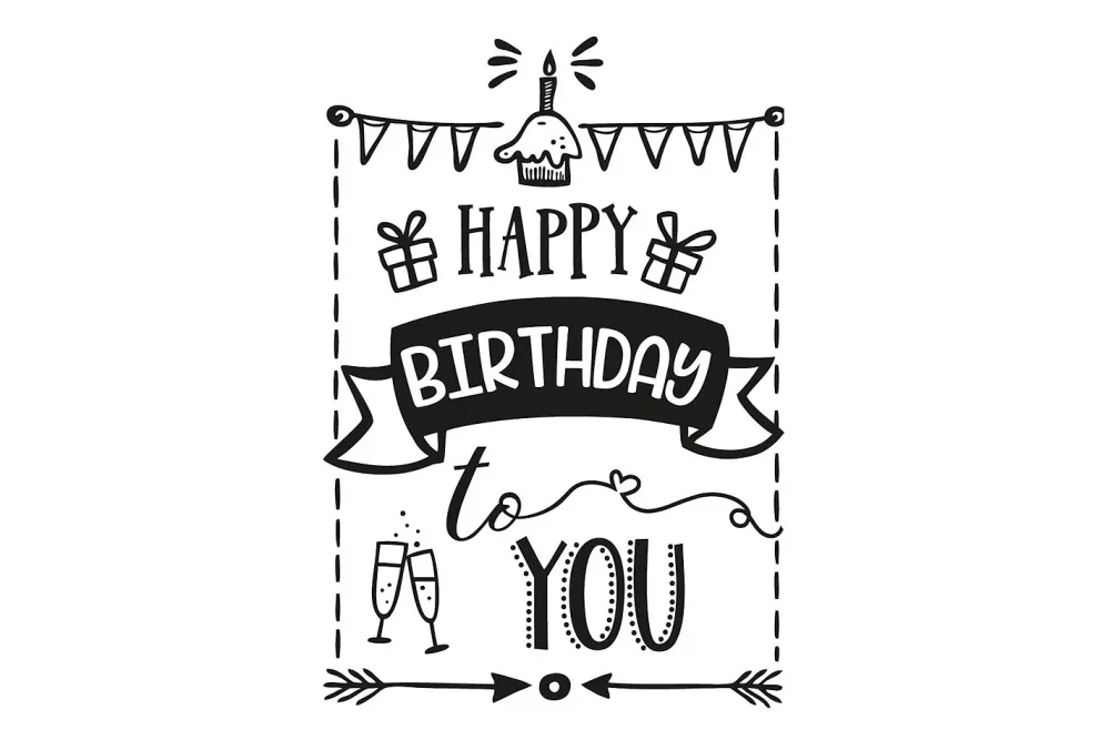 Rayher Holzstempel Happy Birthday | 7 × 10 cm