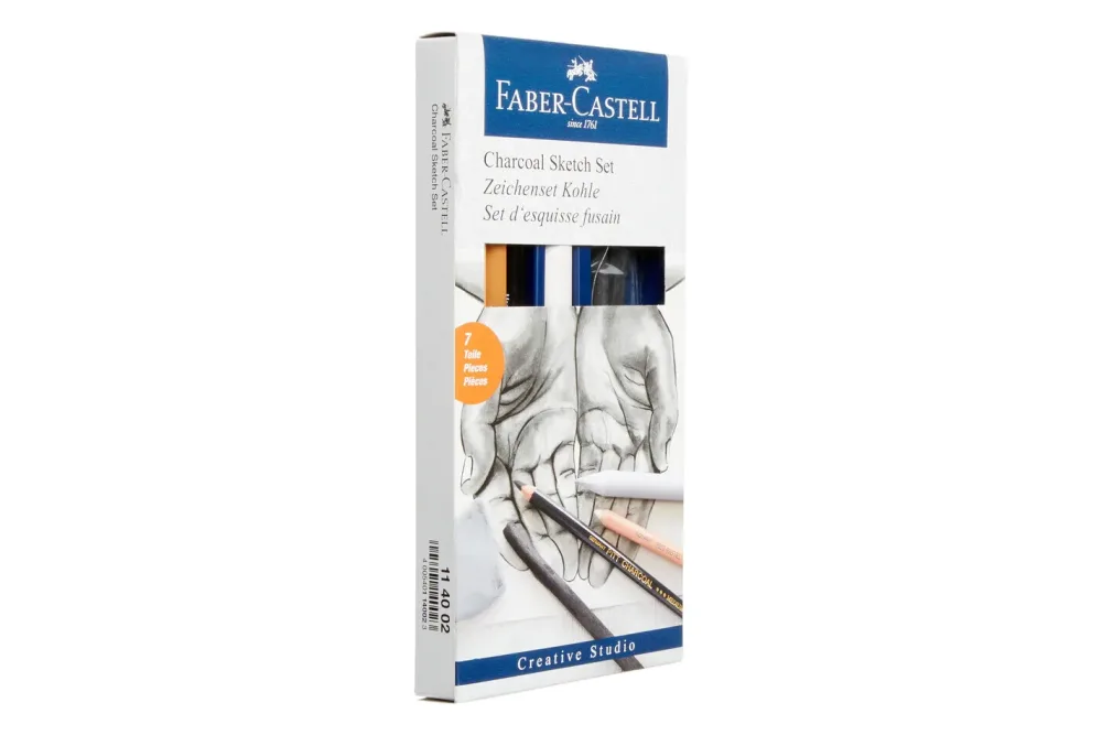 FABER-CASTELL Zeichenset Kohle 114002 Pastell weiss medium, 7 Stk
