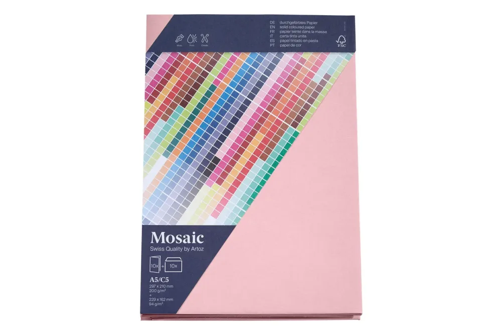 Artoz Mosaic Karten/Kuverts A5/C5 rosa je 10 Stück