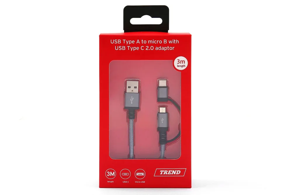 Trend Ladekabel Combo USB C & micro 3m