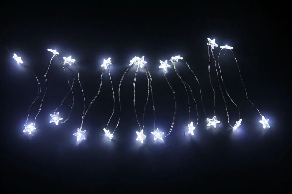 LED Draht mit 20 Acrylsternen weiss