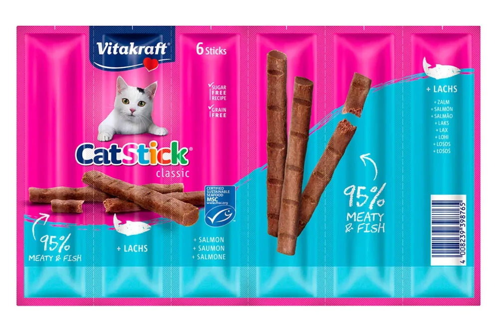 Vitakraft Cat Katzensnack Stick Lachs MSC 6 Stück