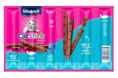 Vitakraft Cat Katzensnack Stick Lachs MSC 6 Stück