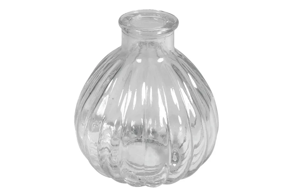 Rayher Mini-Vasen Bauchig Gerillt Grau | 7 cm | 100 ml | 2 Stück