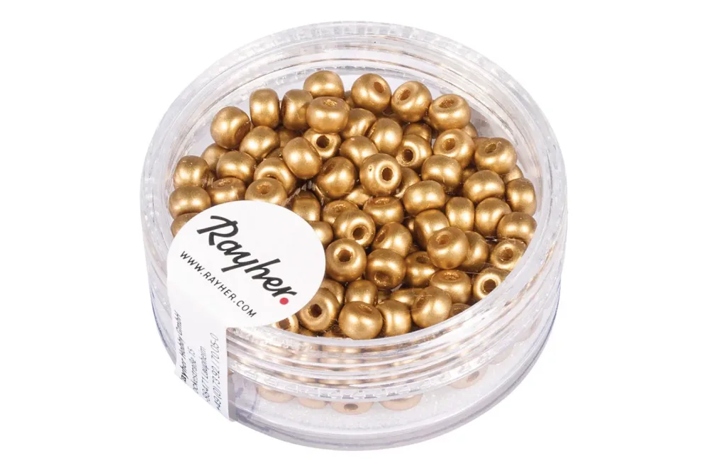 Rayher Rocailles Gold Matt | ⌀ 4 mm | 150 Stück