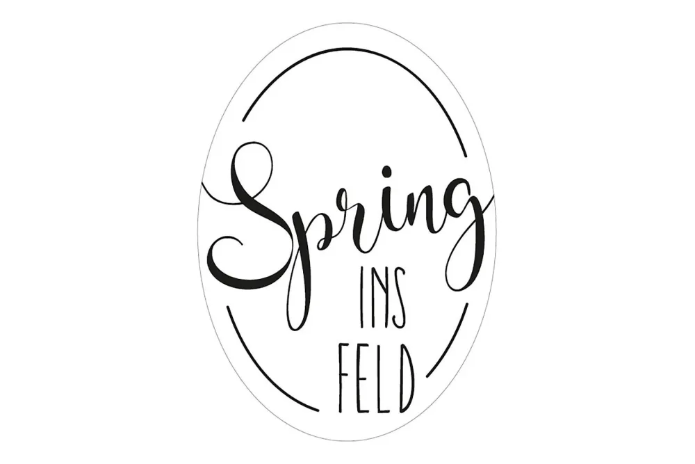 Rayher Label Kautschuk Spring ins Feld | 4 × 5.5 cm | 1 Stück