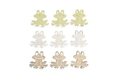 Holz Streuteile Frosch, 4x4cm, +Klebepunkt,sort., SB-Btl. 9Stück
