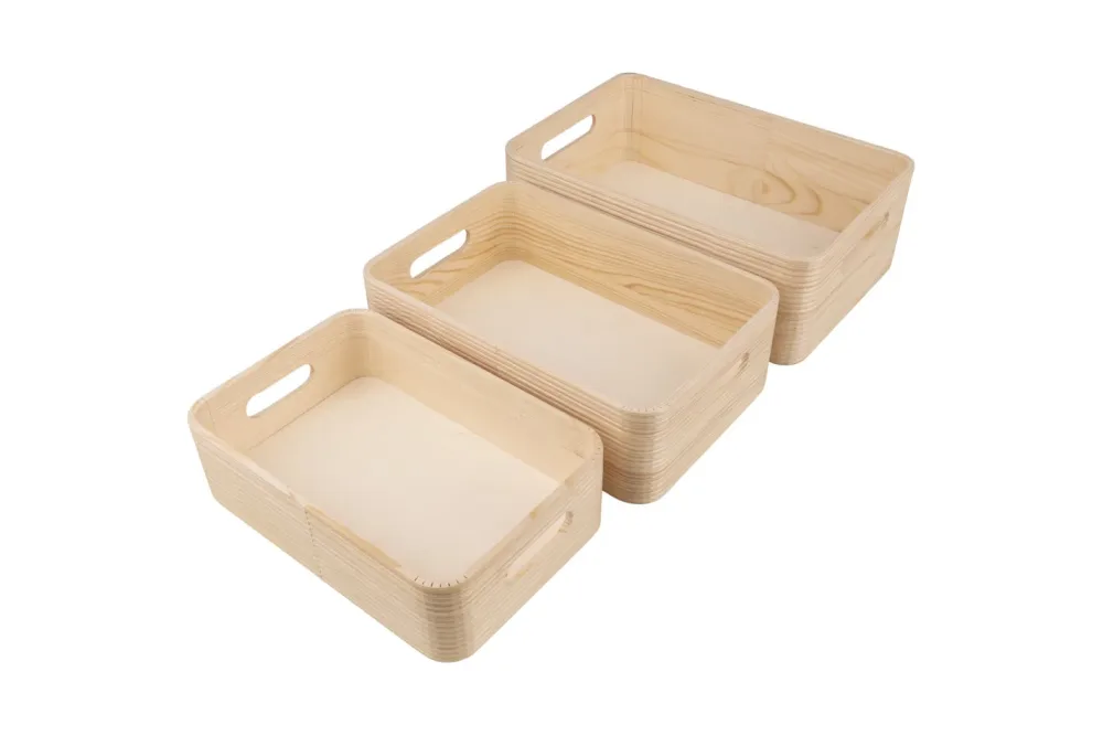 Holz Kisten Set, FSC 100%, 30x20x10+27x18x8,5+24x16x7cm, 3tlg.
