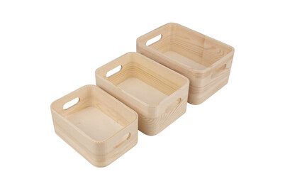 Holz Kisten Set, FSC 100%, 22x16x10+19,5x14x8,5+17x12x7cm, 3tlg.