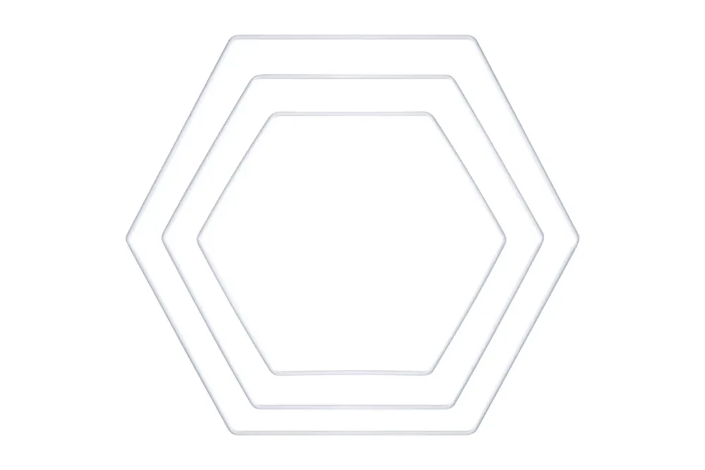 Metallringe Hexagon sortiert, je 1x20cm, 25cm, 30cm, Box 3Stück
