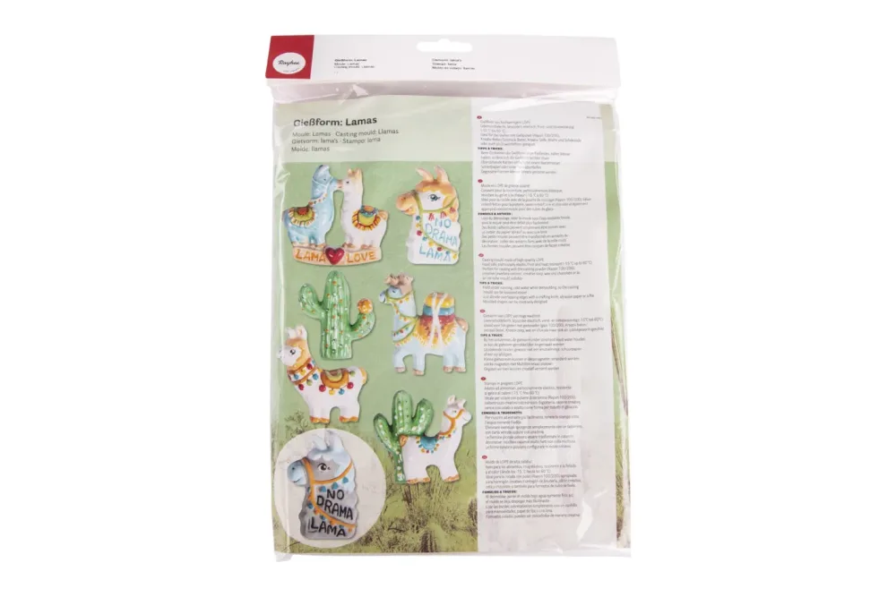 Ldpe Giessform: Lamas, 6 Motive, 5-8,5x6,7-8cm, SB-Btl 1Stück