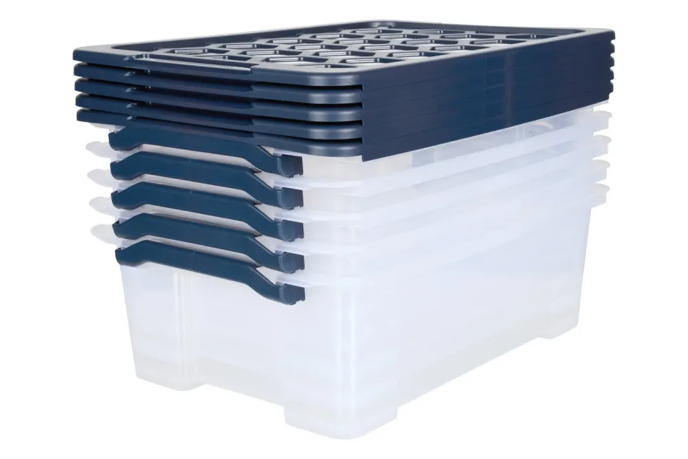 Rotho Aufbewahrungsbox inkl. Deckel Evo Safe | 59 × 39.5 × 18.5 cm | 30 l | 5 Stück