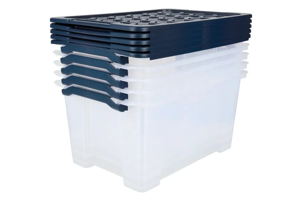 Rotho Aufbewahrungsbox inkl. Deckel Evo Safe | 59 × 39.5 × 28 cm | 44 l | 5 Stück