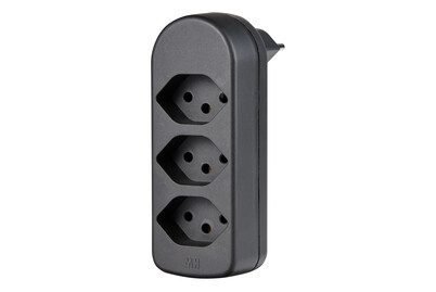 Max Hauri Abzweigstecker Adapt 3x Typ 13 schwarz drehbar Green+Fair