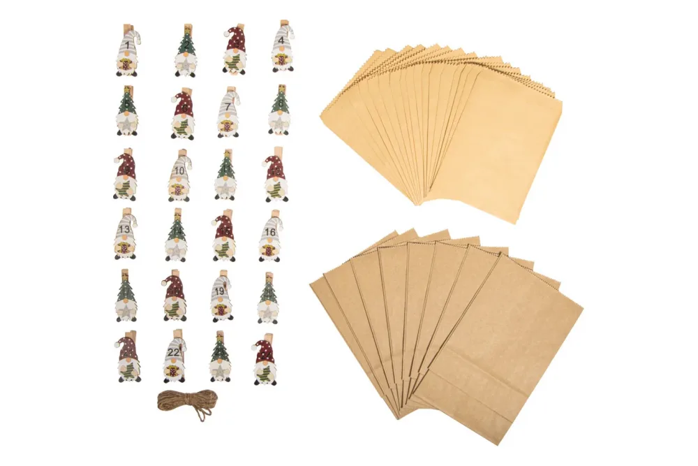BP Adventskalender incl. Zahlen, H13-16cm, Wichtel, +Kordel, SB-Btl. 1Set