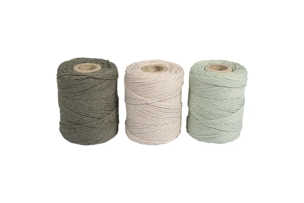Makramee Garn, sortiert, 1mm ø, 3x ca. 50g, 3 Spulen à 65m