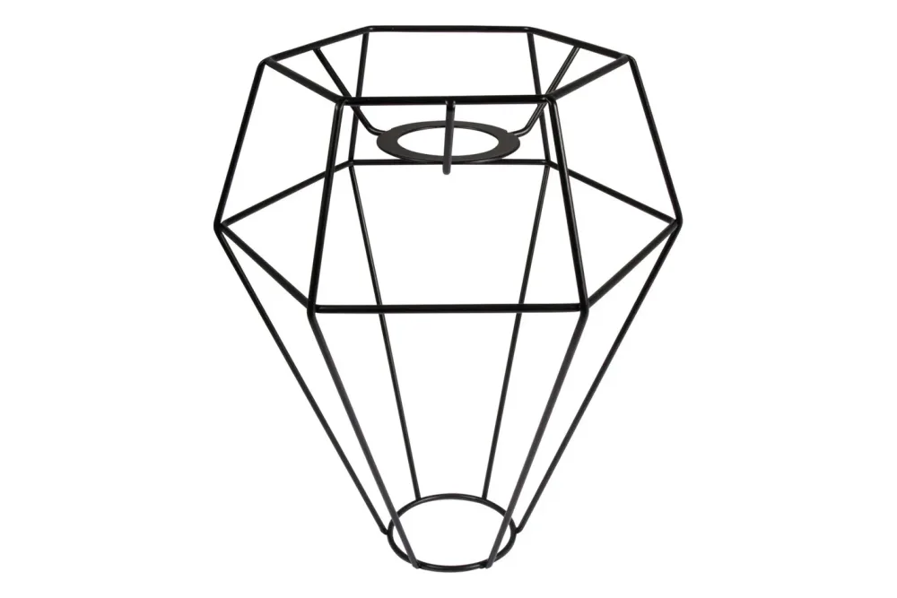 Metall Lampenschirm Rahmen, 20cm ø, 24cm, Diamant, schwarz beschichtet