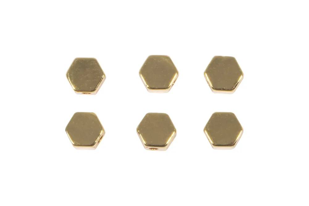 Metall Perlen Hexagon, 6 Stück