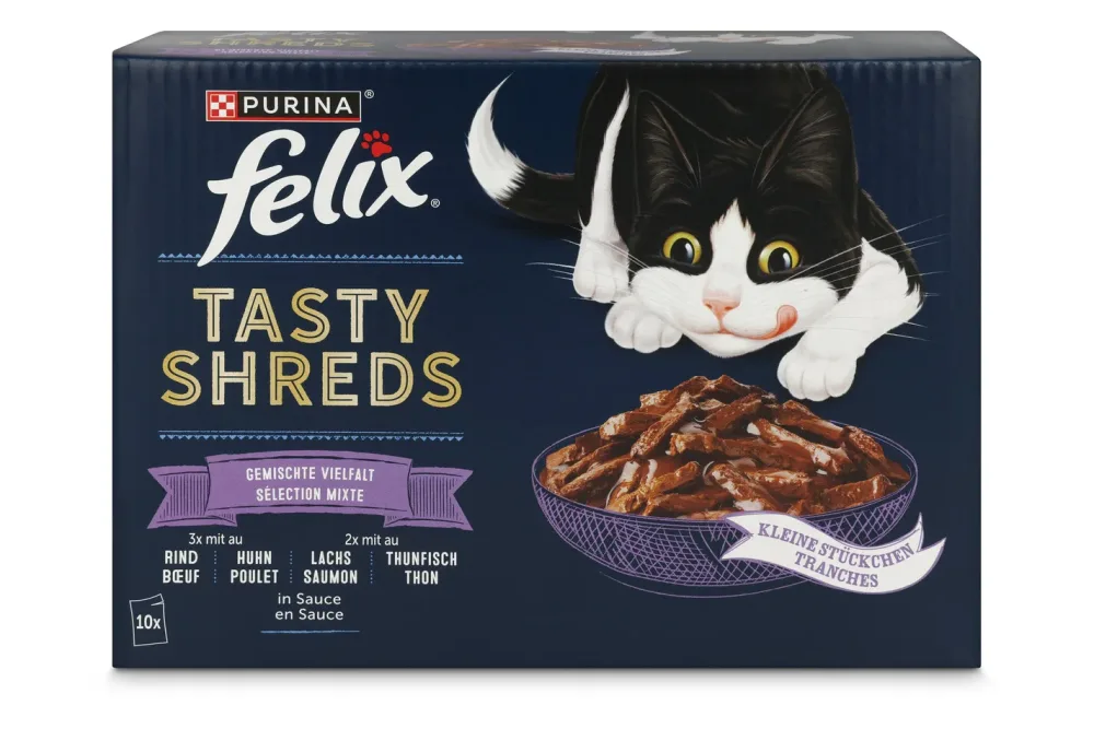 Felix Tasty Shreds Katzenfutter Fleisch & Fisch 10x80g