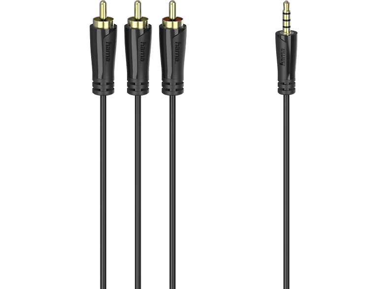HAMA 00205154 CABLE AUX3-4POL/3XRCA M/M 1.5M - Verbindungskabel (Schwarz)