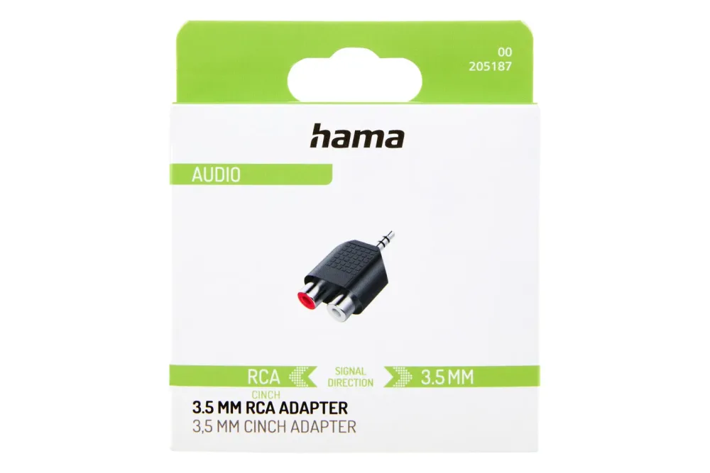 Hama Audio Kurzadapter 3,5 mm Klinke Stecker auf 2x Cinch Kupplung