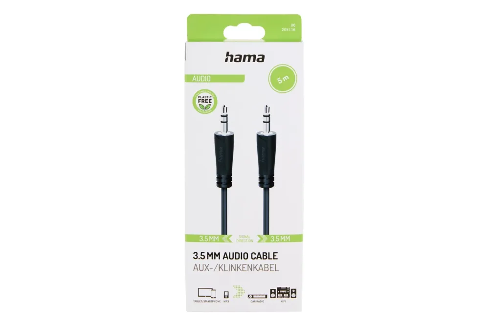 hama 00205116 Audio-Kabel, 3,5-mm-Klinken-St. - 3,5-mm-Klinken-St., Stereo, 5,0 m
