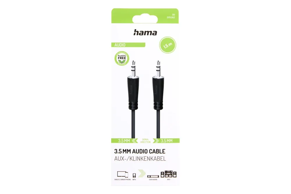 hama 00205262 Audio-Kabel, 3,5-mm-Klinken-St. - 3,5-mm-Klinken-St., Stereo, 1,5 m