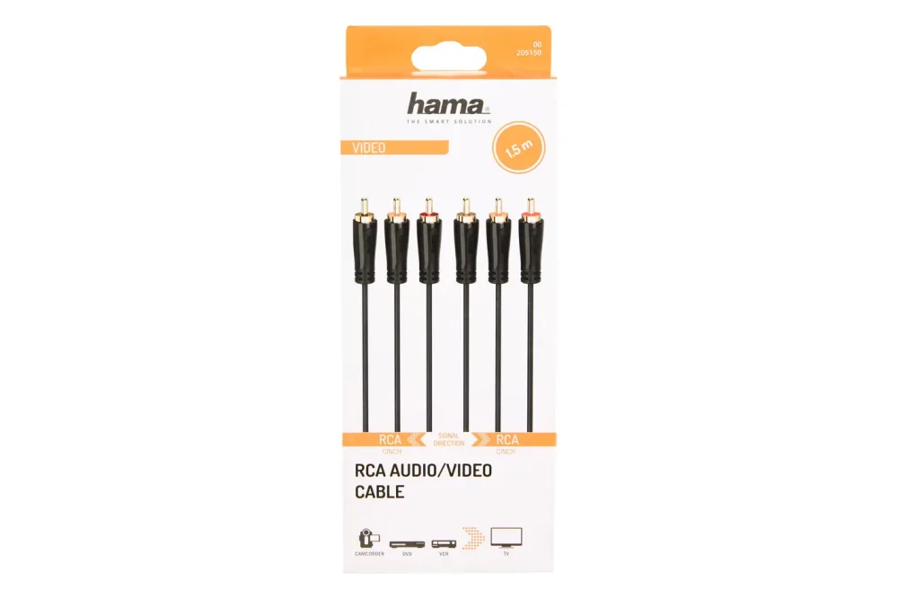 hama 00205150 Audio-/Video-Kabel, 3 Cinch-Stecker - 3 Cinch-Stecker, vergoldet, 1,5 m