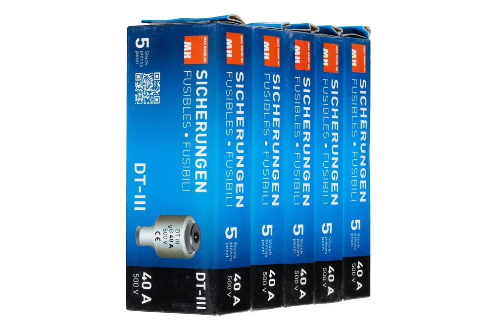 Max Hauri Sicherung 40A träge 500V Dt-Iii / 5 Stück